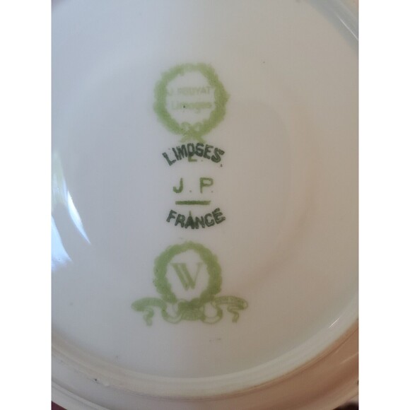 Jean Pouyat Limoges China 1920s Saucers Set Of 10 Vintage Antique - Picture 4 of 5